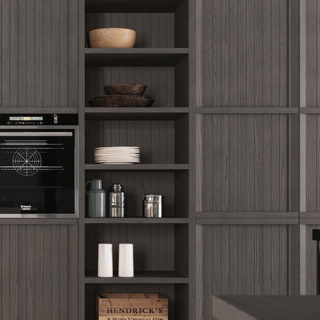 Open ash storage with a built-in oven